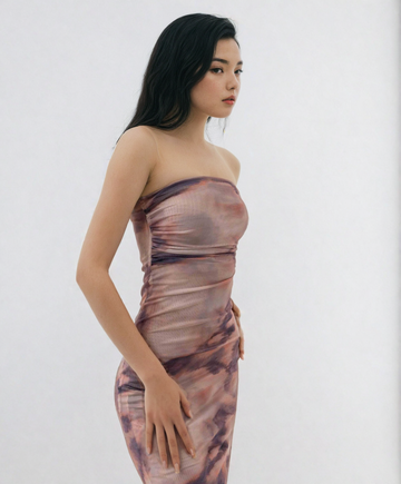 MWB Printed Tulle midi Printed Dress