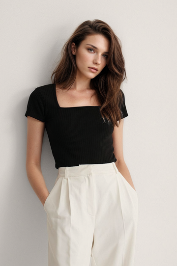 MWB Square Neck Short Sleeve Top