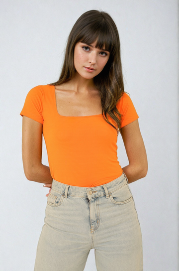 MWB Square Neck Short Sleeve Top