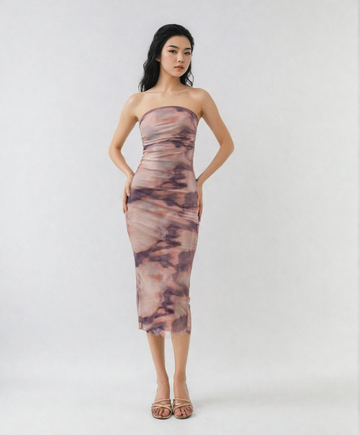 MWB Printed Tulle midi Printed Dress