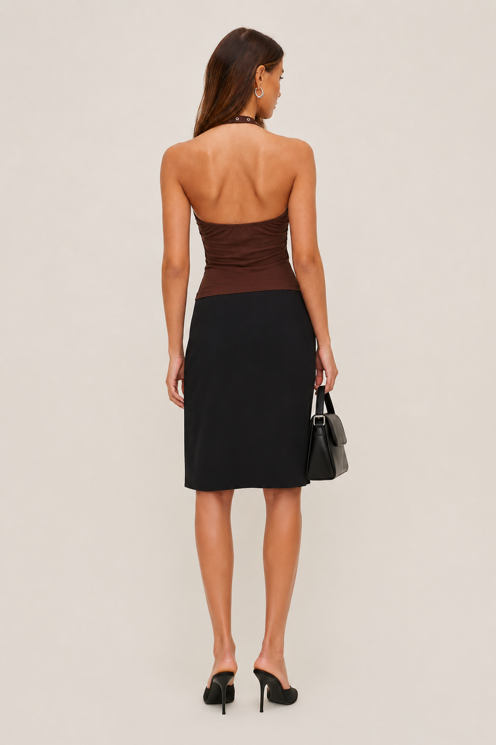 Halterneck Top in Brown with Eyelets MYWISHBAG
