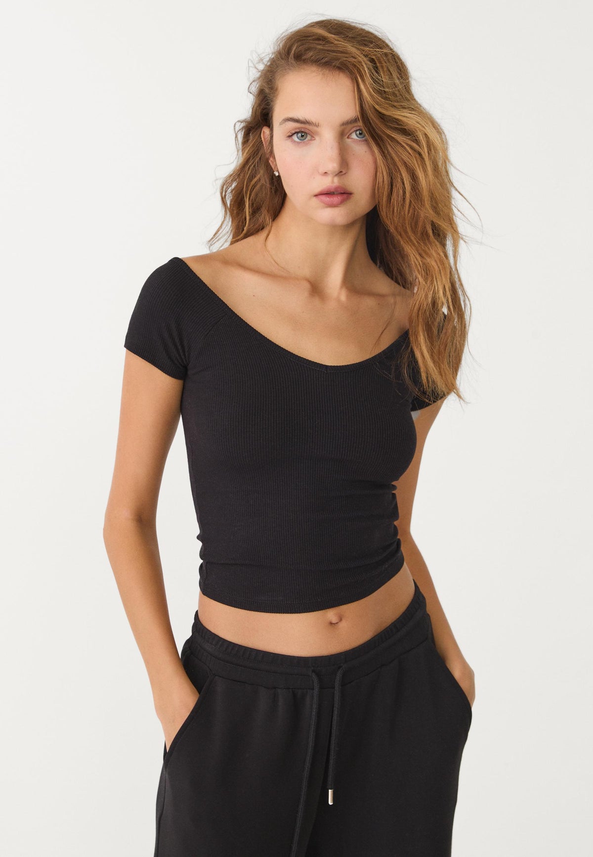 MWB Ribbed V-Neck Top MYWISHBAG