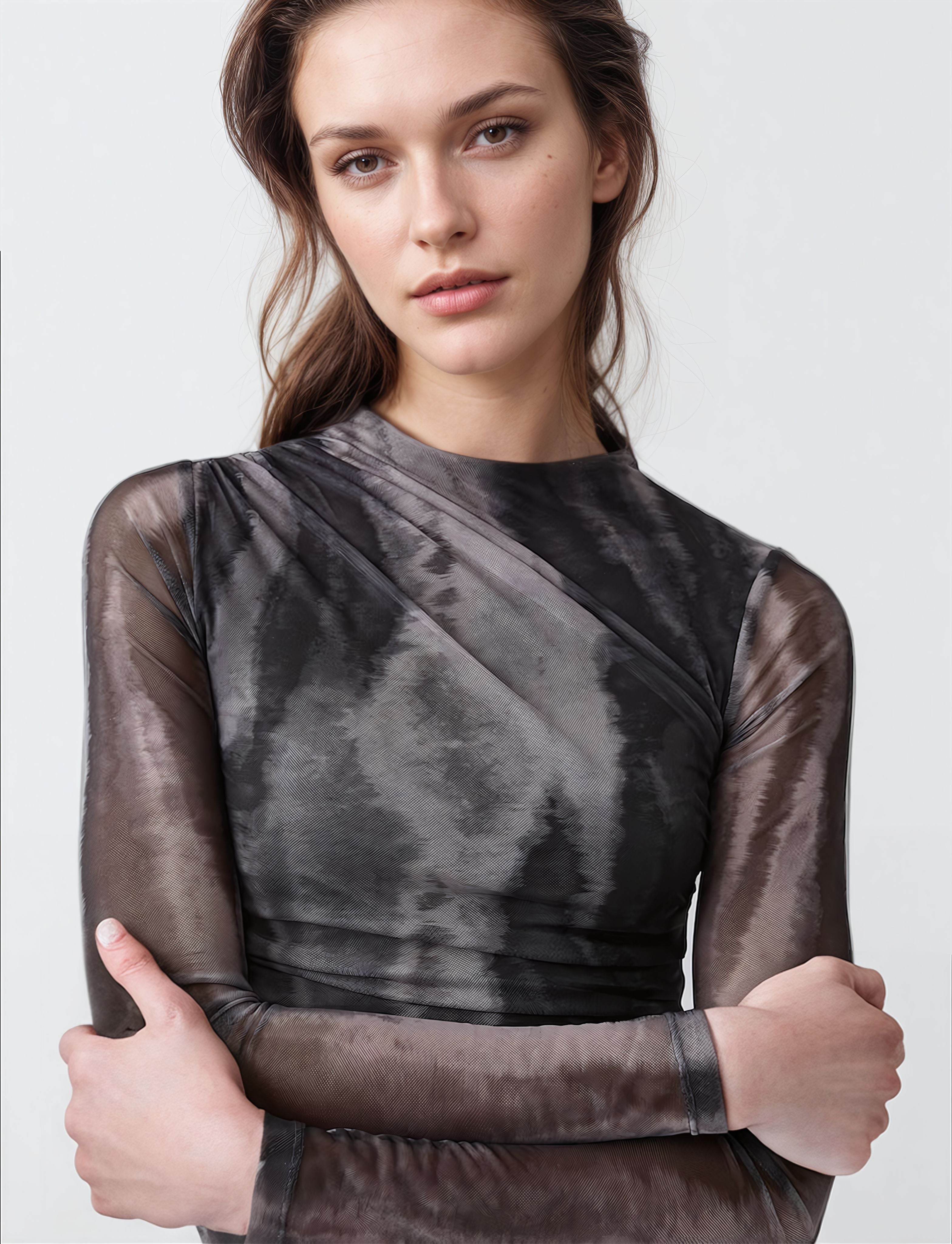 MWB Long Sleeve Gathered tulle mini dress MYWISHBAG