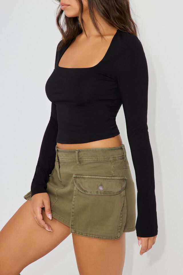 MWB Square Neck Long Sleeve Top MYWISHBAG