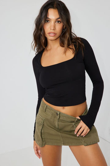 MWB Square Neck Long Sleeve Top