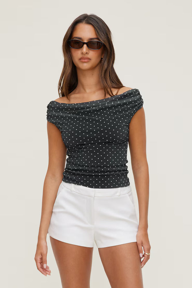 Off Shoulder Mesh Top