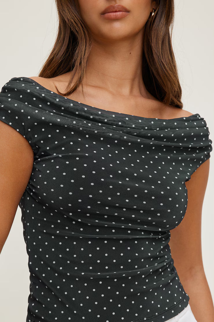 Off Shoulder Mesh Top MYWISHBAG
