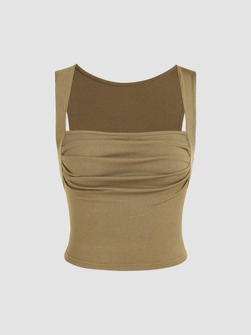 MWB Ruched Square Neck Crop Top