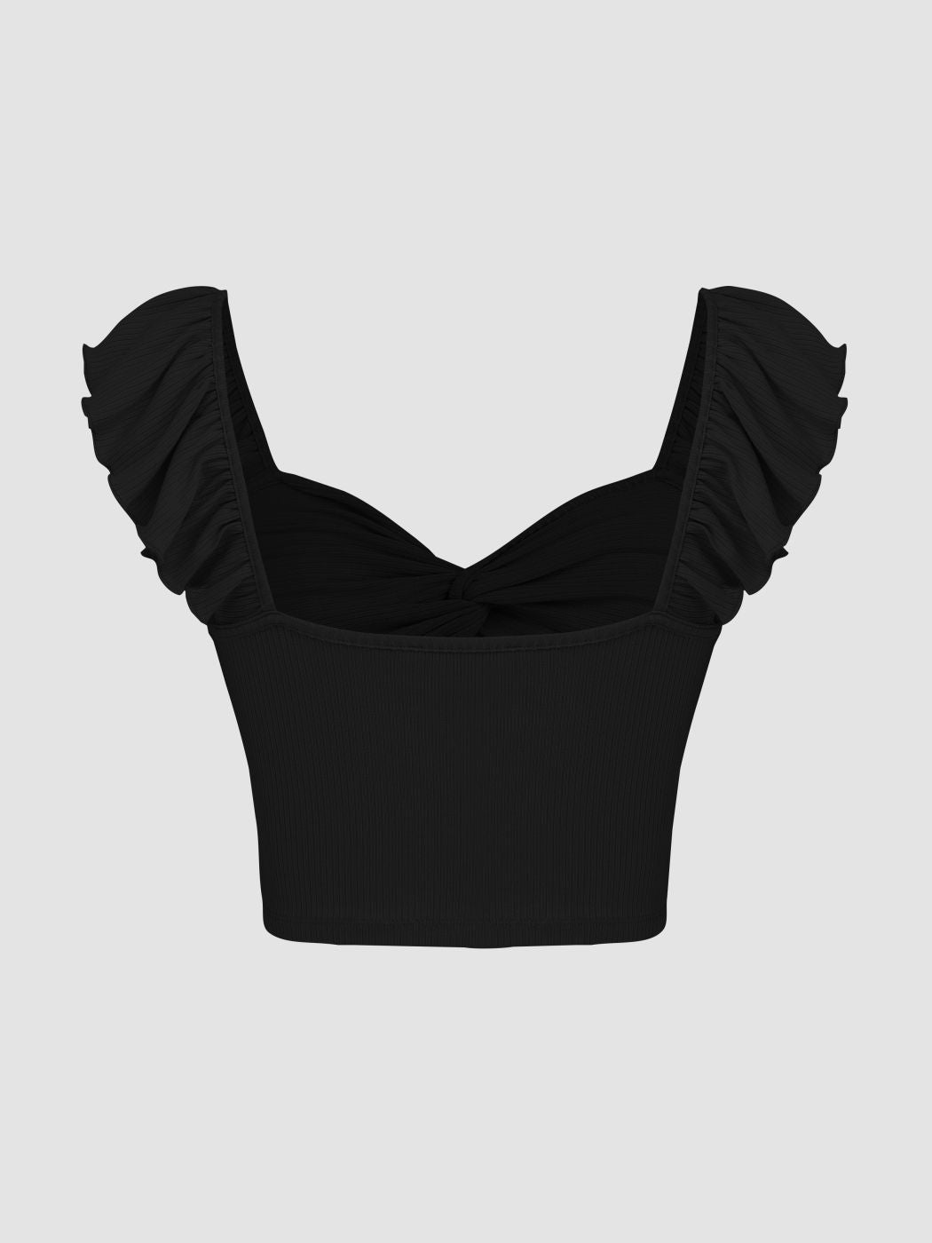 MWB Solid Twist Ruffle Crop Top