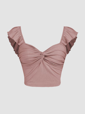 MWB Twist Ruffle Crop Top