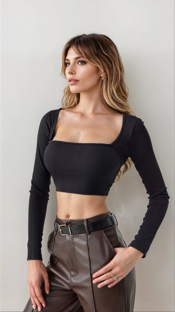 MWB Square Neck Knitted Crop Top