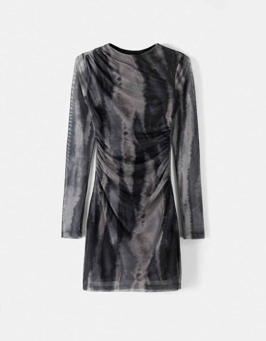 MWB Long Sleeve Gathered tulle mini dress MYWISHBAG