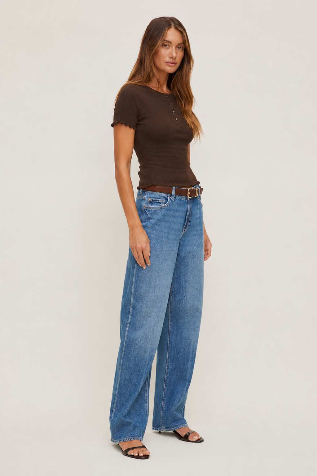Short Sleeve BabyLock Button Rib Top MYWISHBAG