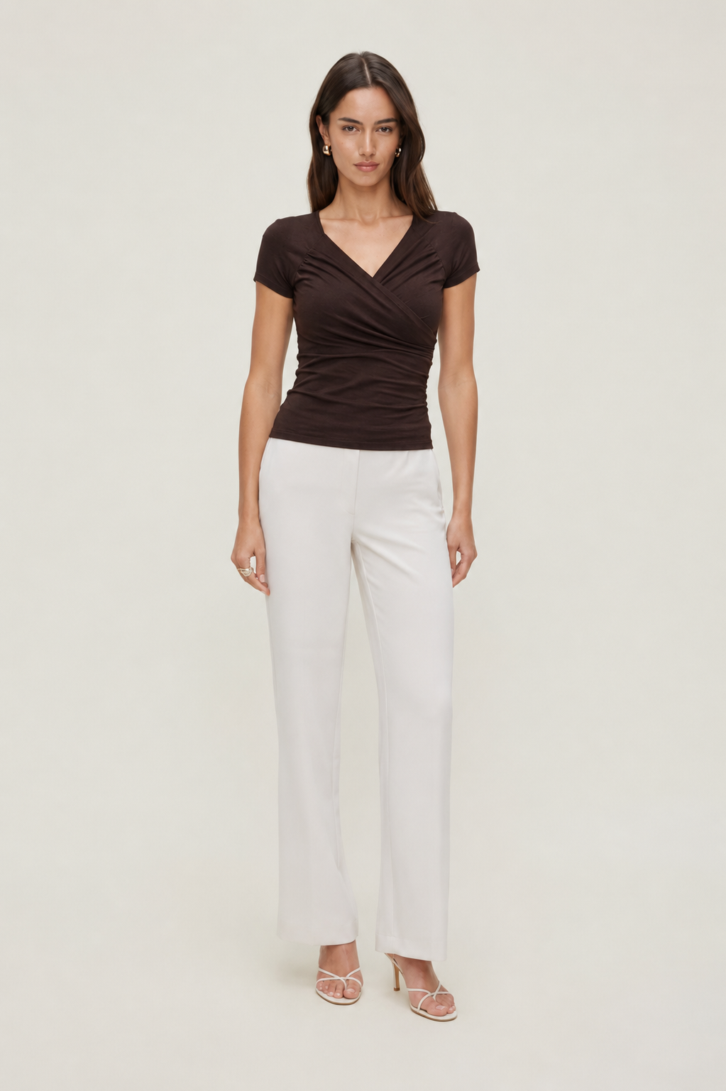 Sweetheart V Neck Short Sleeve Top MYWISHBAG