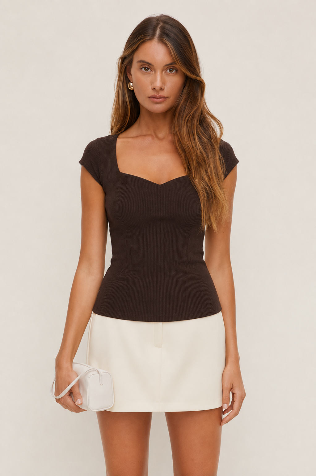 Sweetheart Neckline Rib Top MYWISHBAG