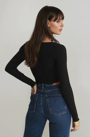 MWB Drawstring Detail Long Sleeve Top