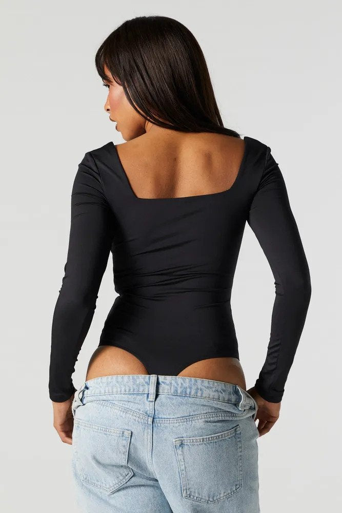 MWB Square Neck Long Sleeve Bodysuit Top MYWISHBAG