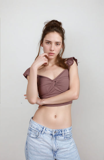 MWB Twist Ruffle Crop Top