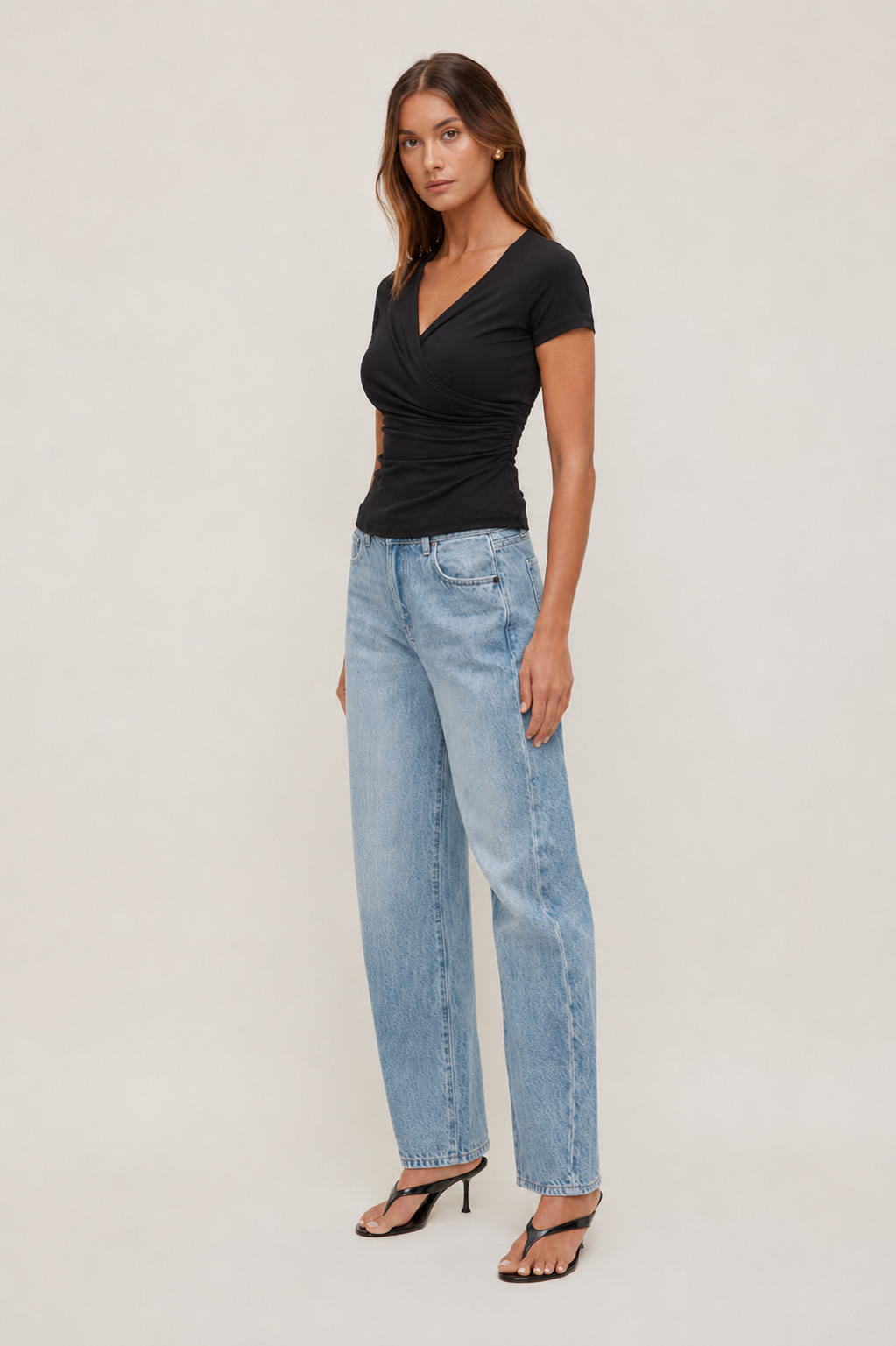 Sweetheart V Neck Short Sleeve Top MYWISHBAG
