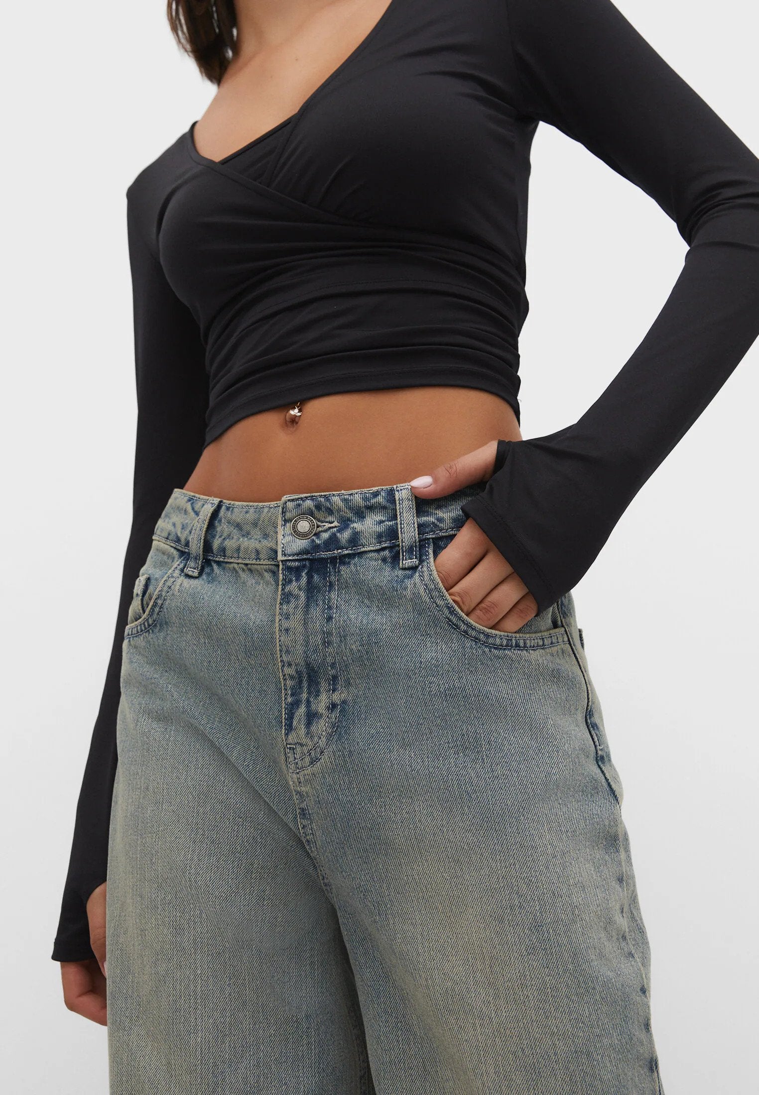 MWB Black Wrap Crop Top for Women MYWISHBAG