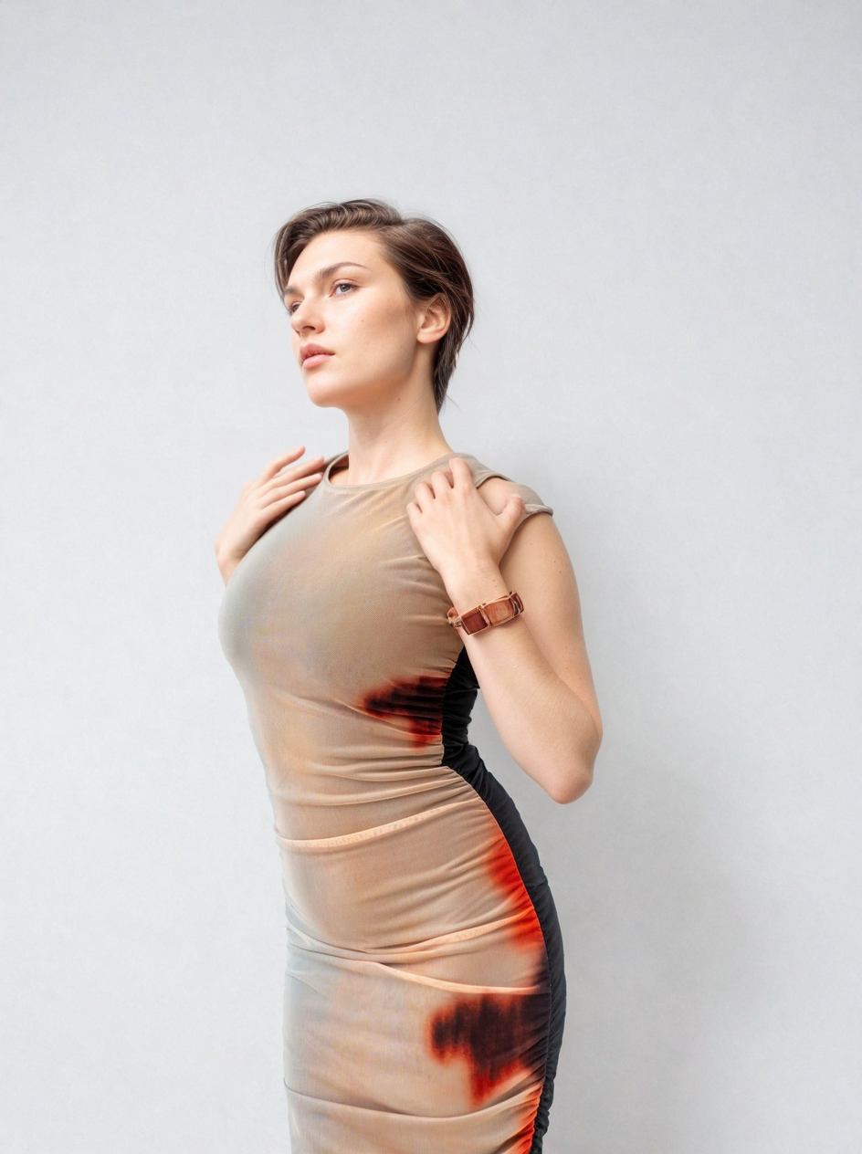 MWB Print Mesh Dress MYWISHBAG
