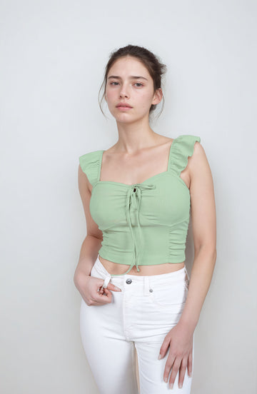 MWB Solid Ruffle Knotted Top