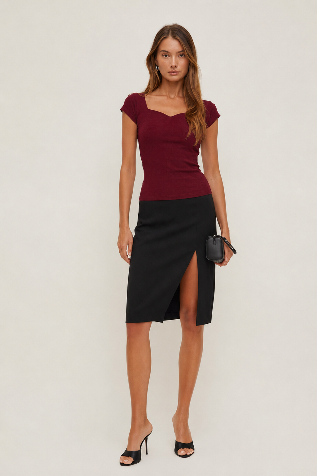 Sweetheart Neckline Rib Top MYWISHBAG
