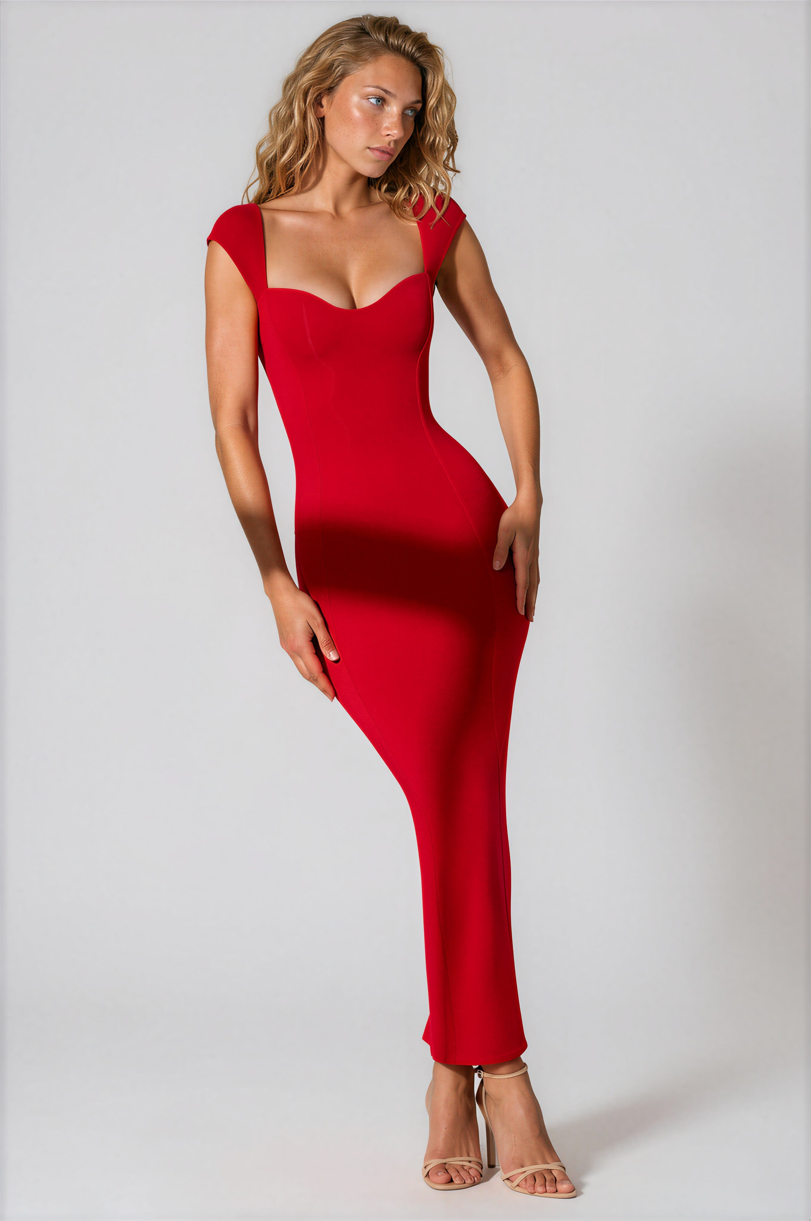 MWB Sweetheart Neckline Maxi Dress in RED MYWISHBAG