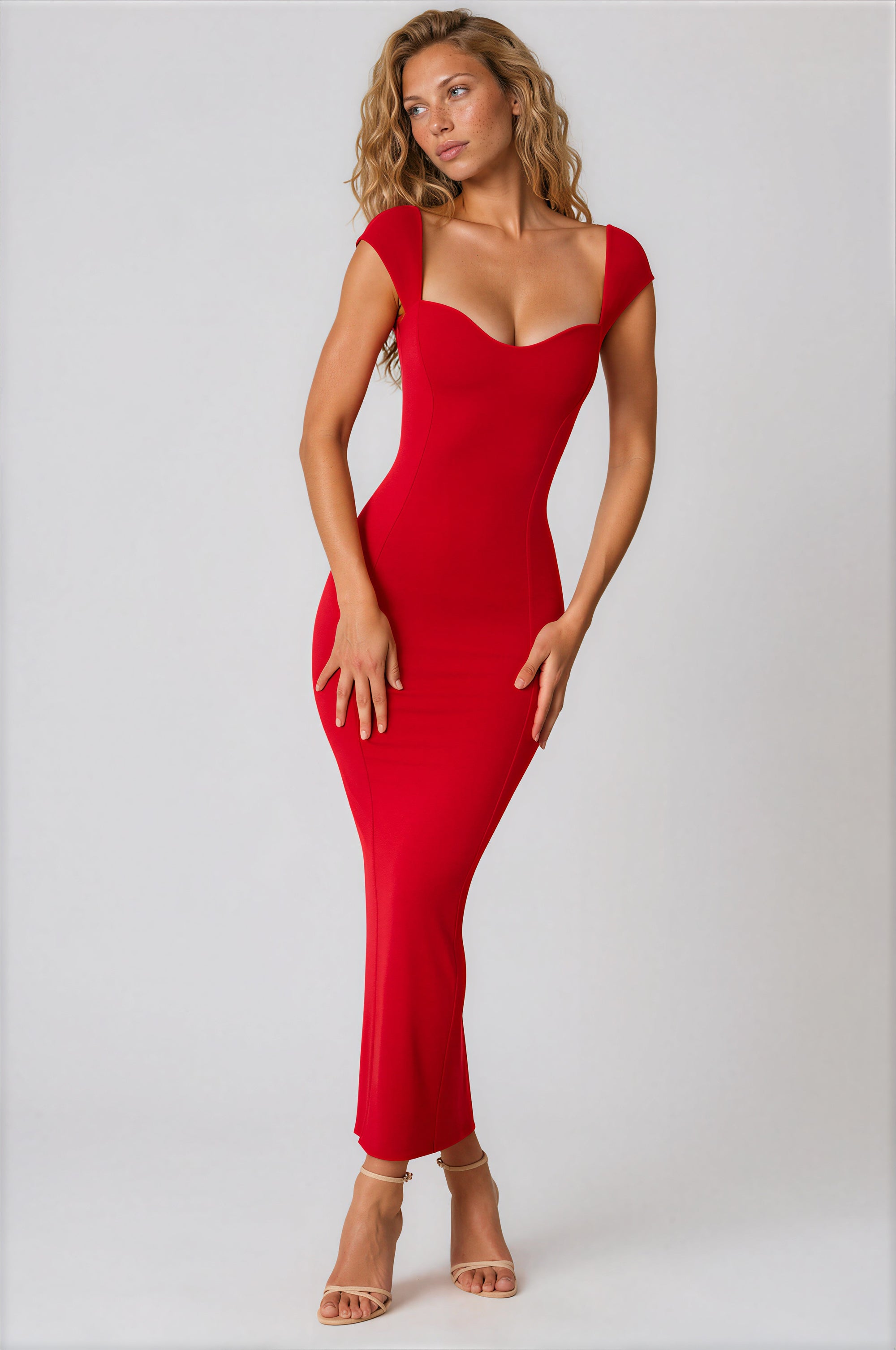 MWB Sweetheart Neckline Maxi Dress in RED MYWISHBAG