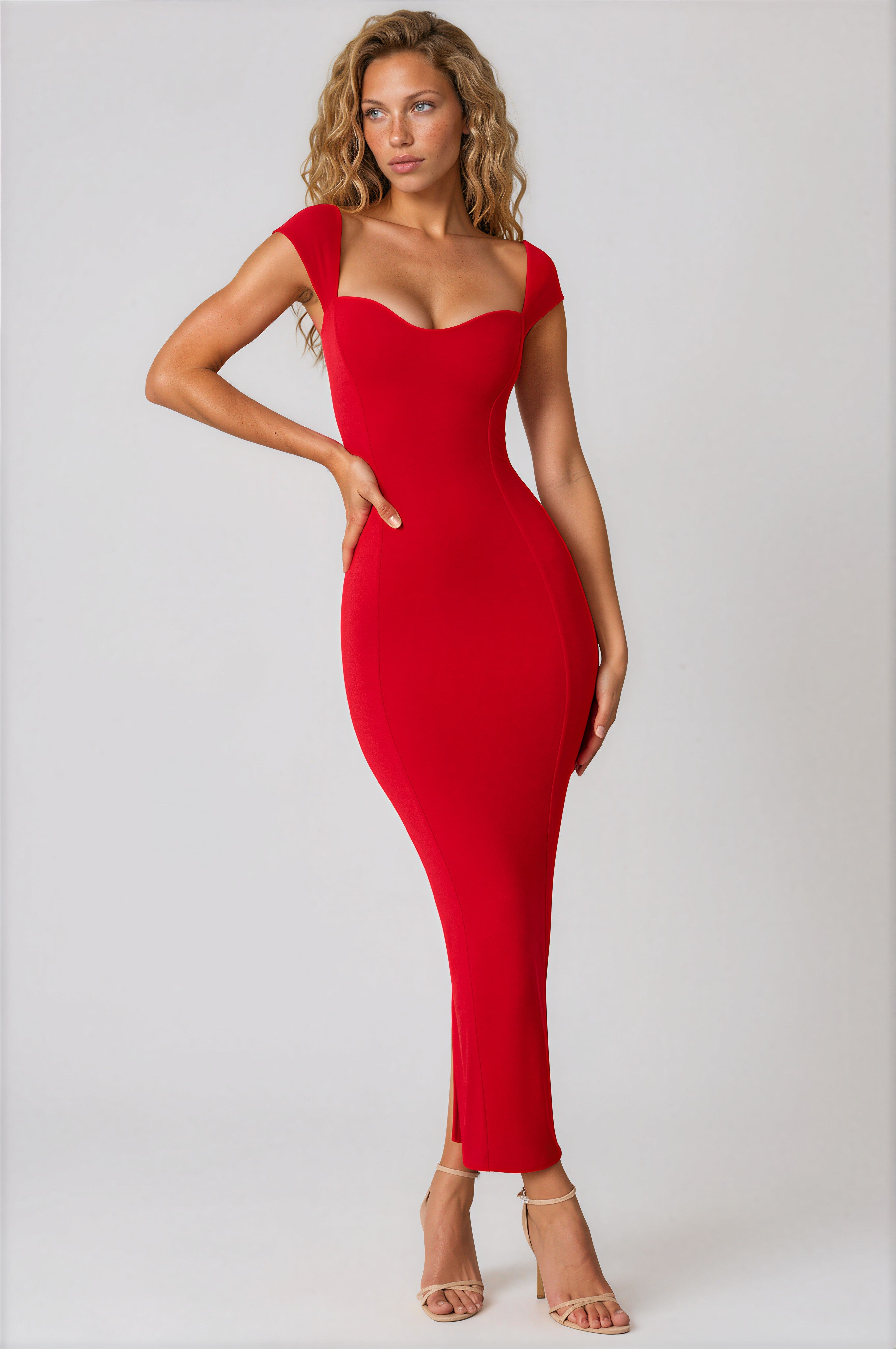MWB Sweetheart Neckline Maxi Dress in RED MYWISHBAG