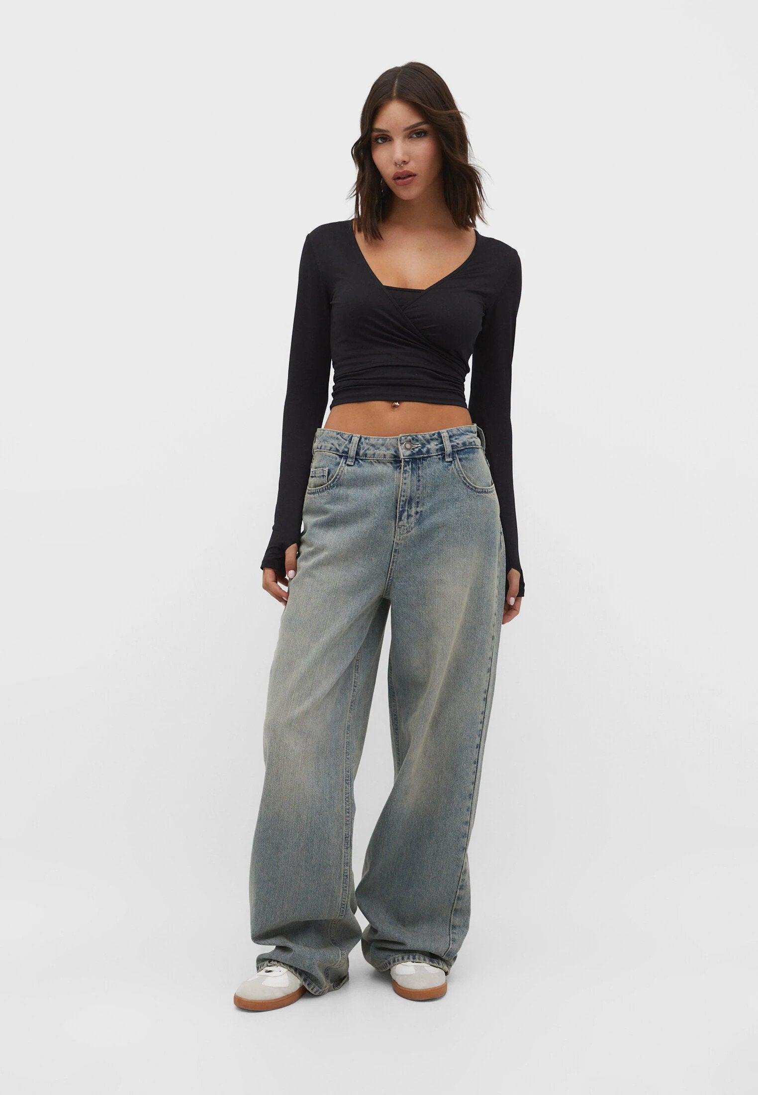 MWB Black Wrap Crop Top for Women MYWISHBAG
