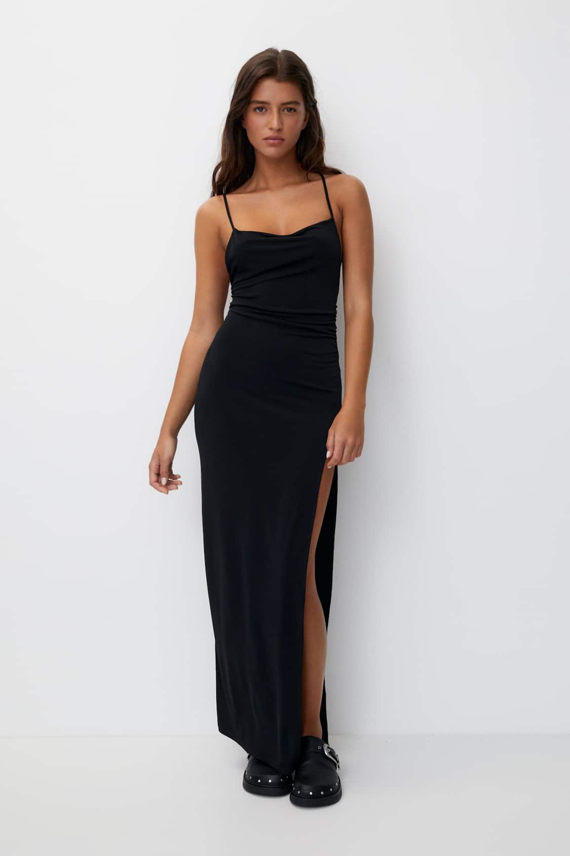 MWB Asymmetric Long Dress With Draped Detail MYWISHBAG