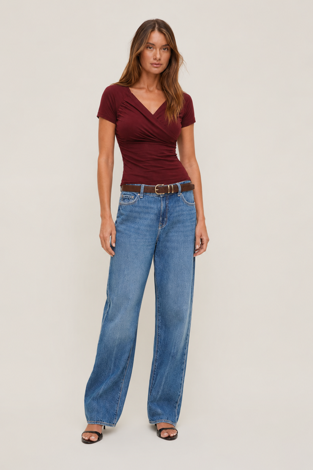 Sweetheart V Neck Short Sleeve Top MYWISHBAG