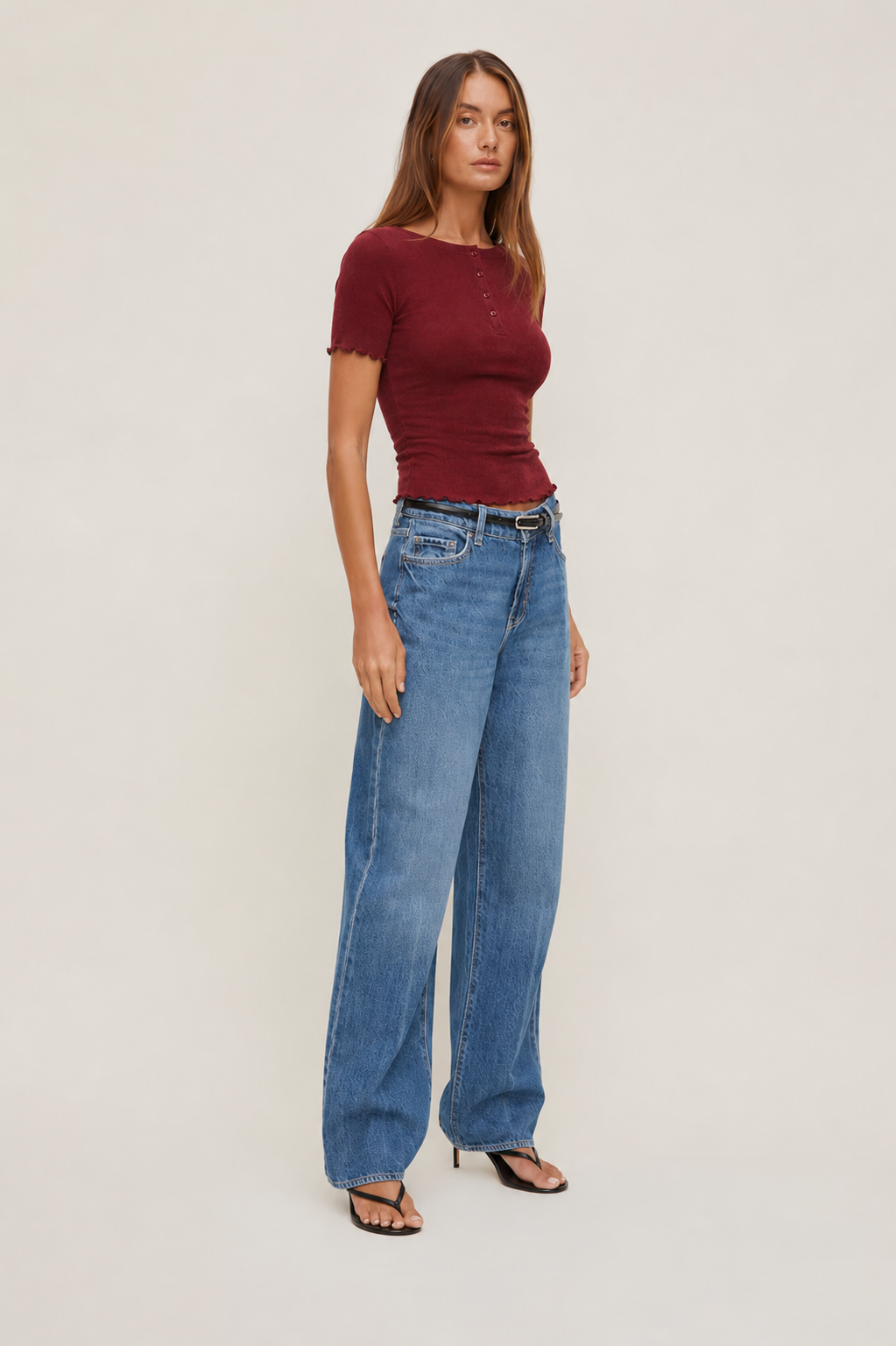 Short Sleeve BabyLock Button Rib Top MYWISHBAG