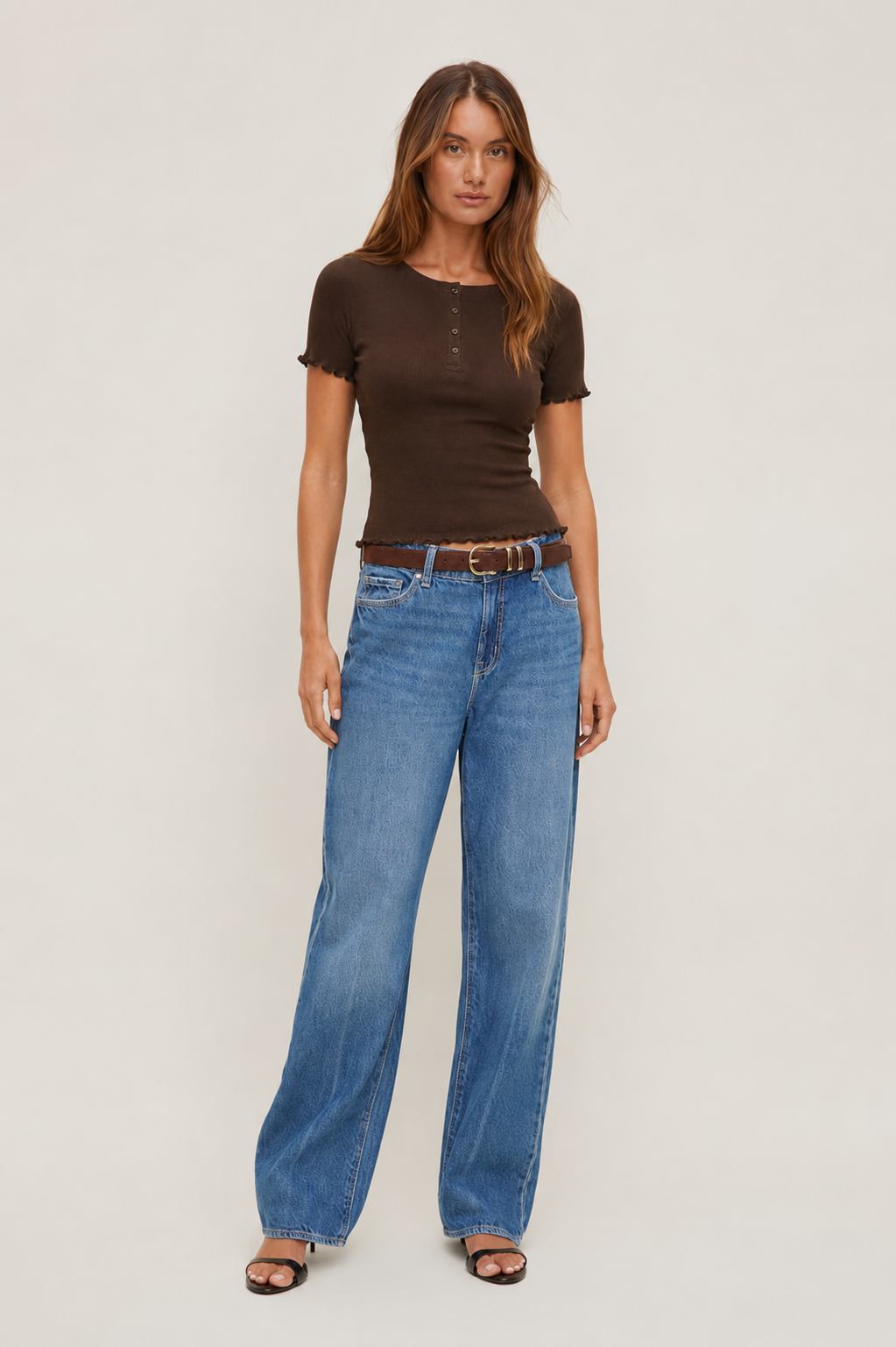 Short Sleeve BabyLock Button Rib Top MYWISHBAG