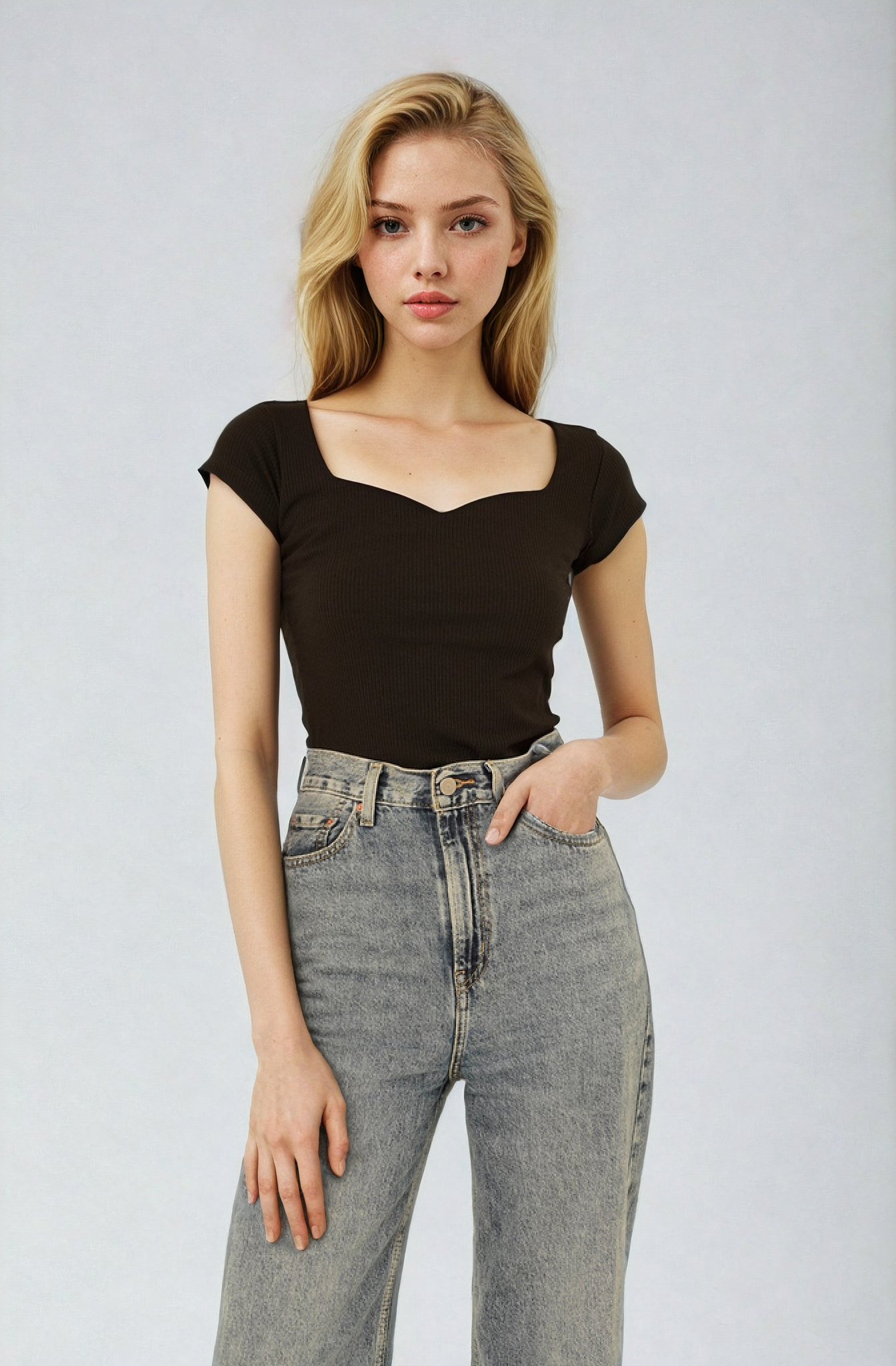MWB Sweetheart Neckline Rib Top MYWISHBAG