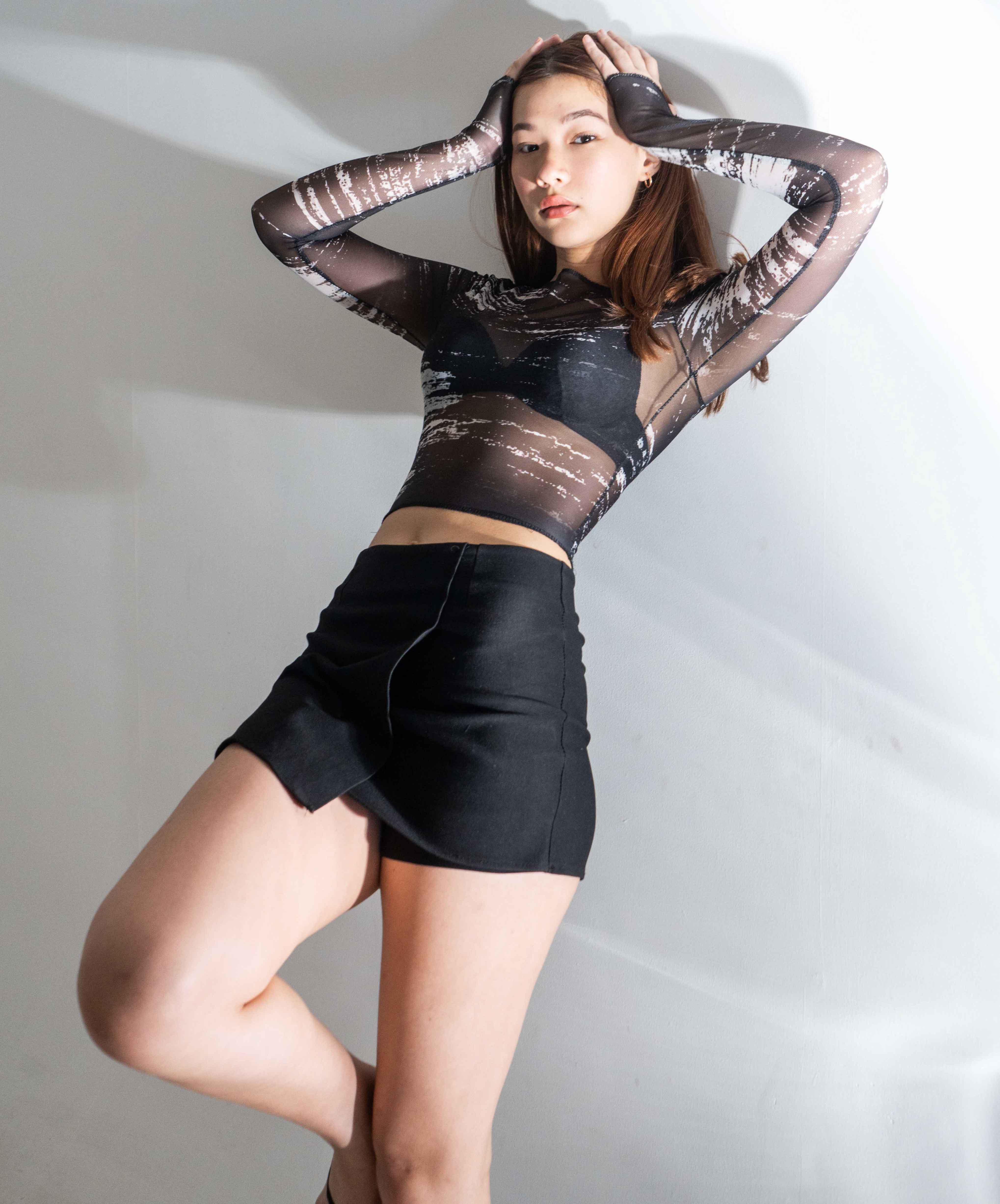 MWB Round Neck Mesh Crop Top MYWISHBAG