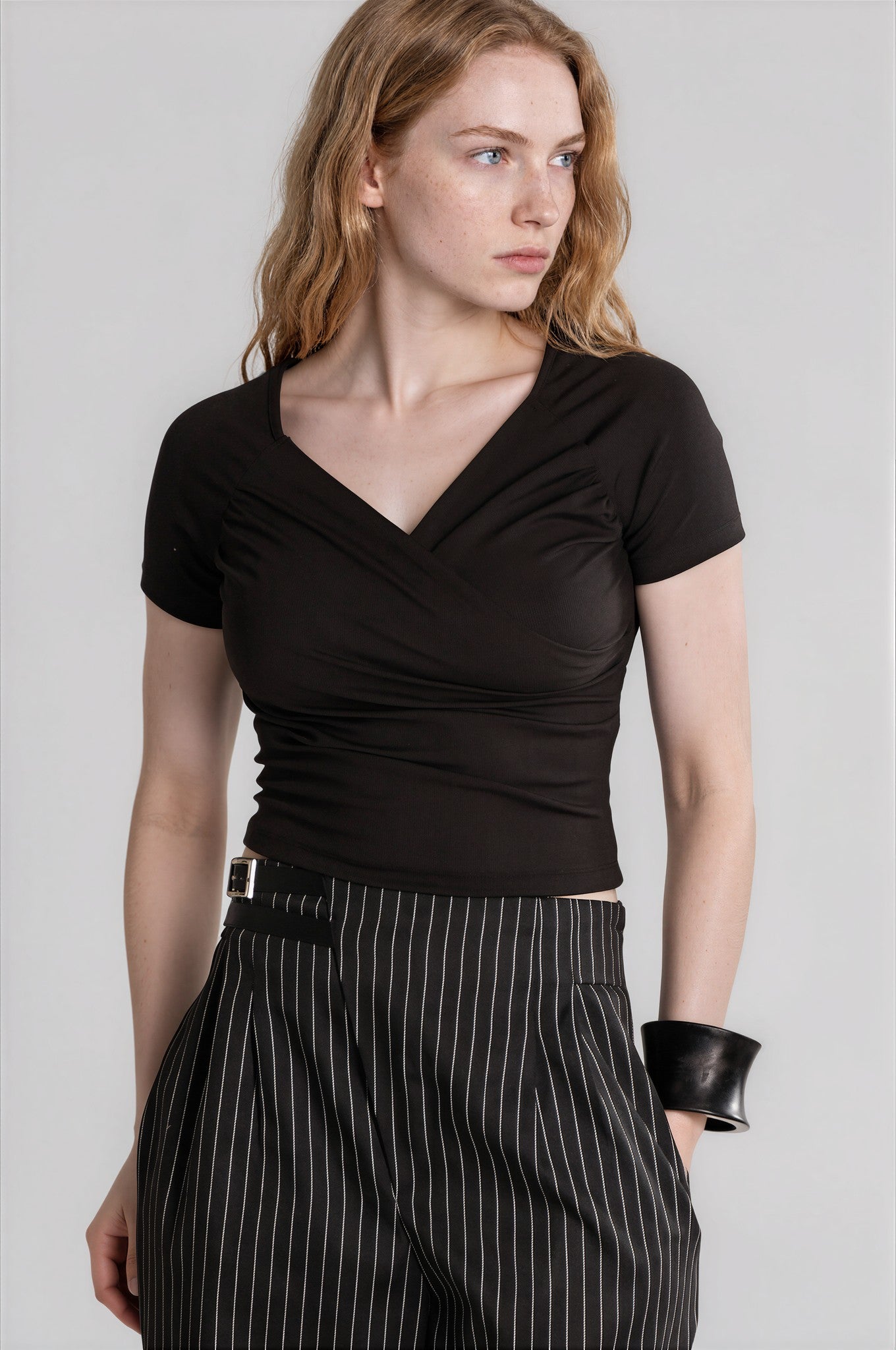 Sweetheart V Neck Short Sleeve Top