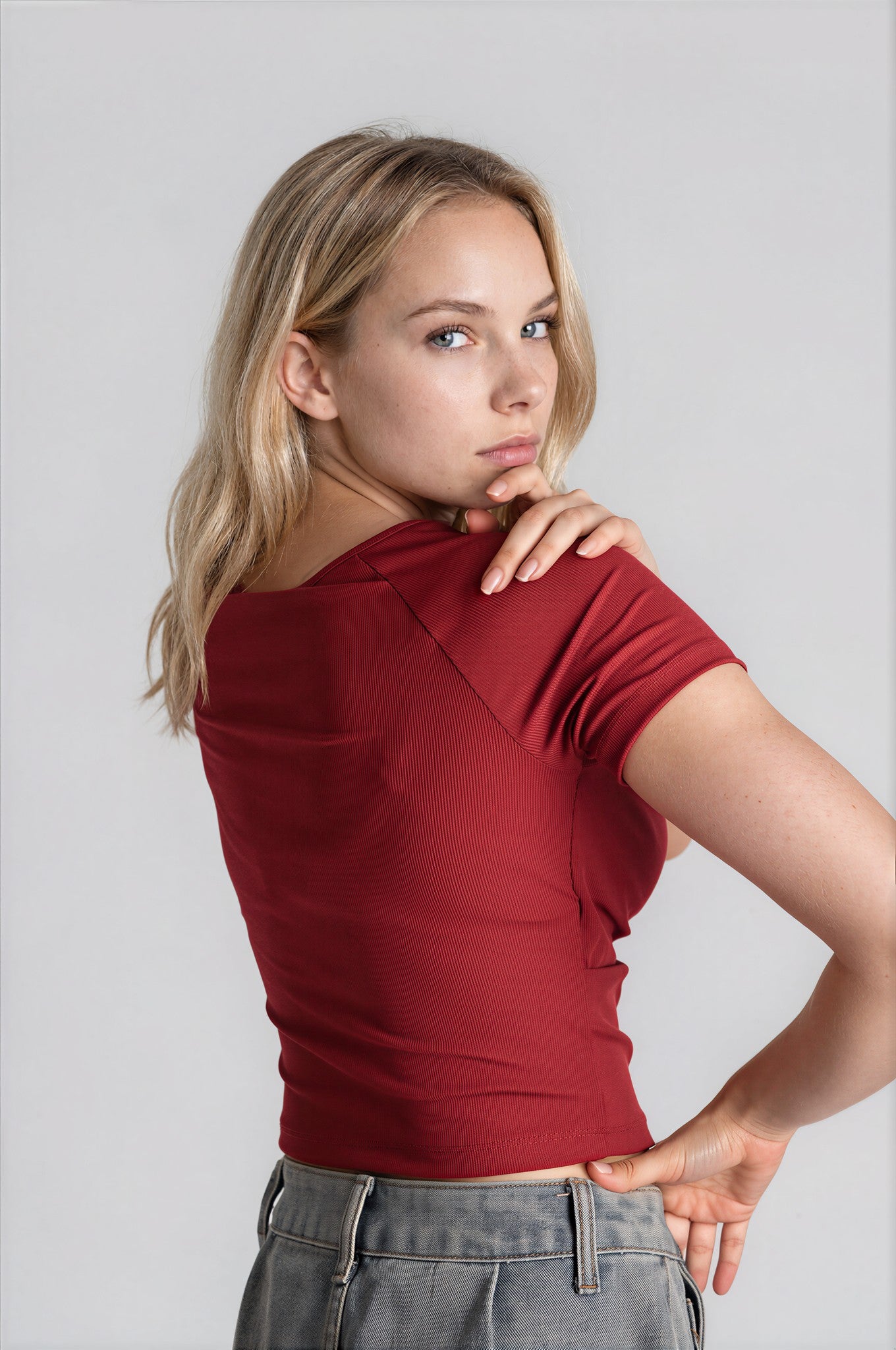 Sweetheart V Neck Short Sleeve Top