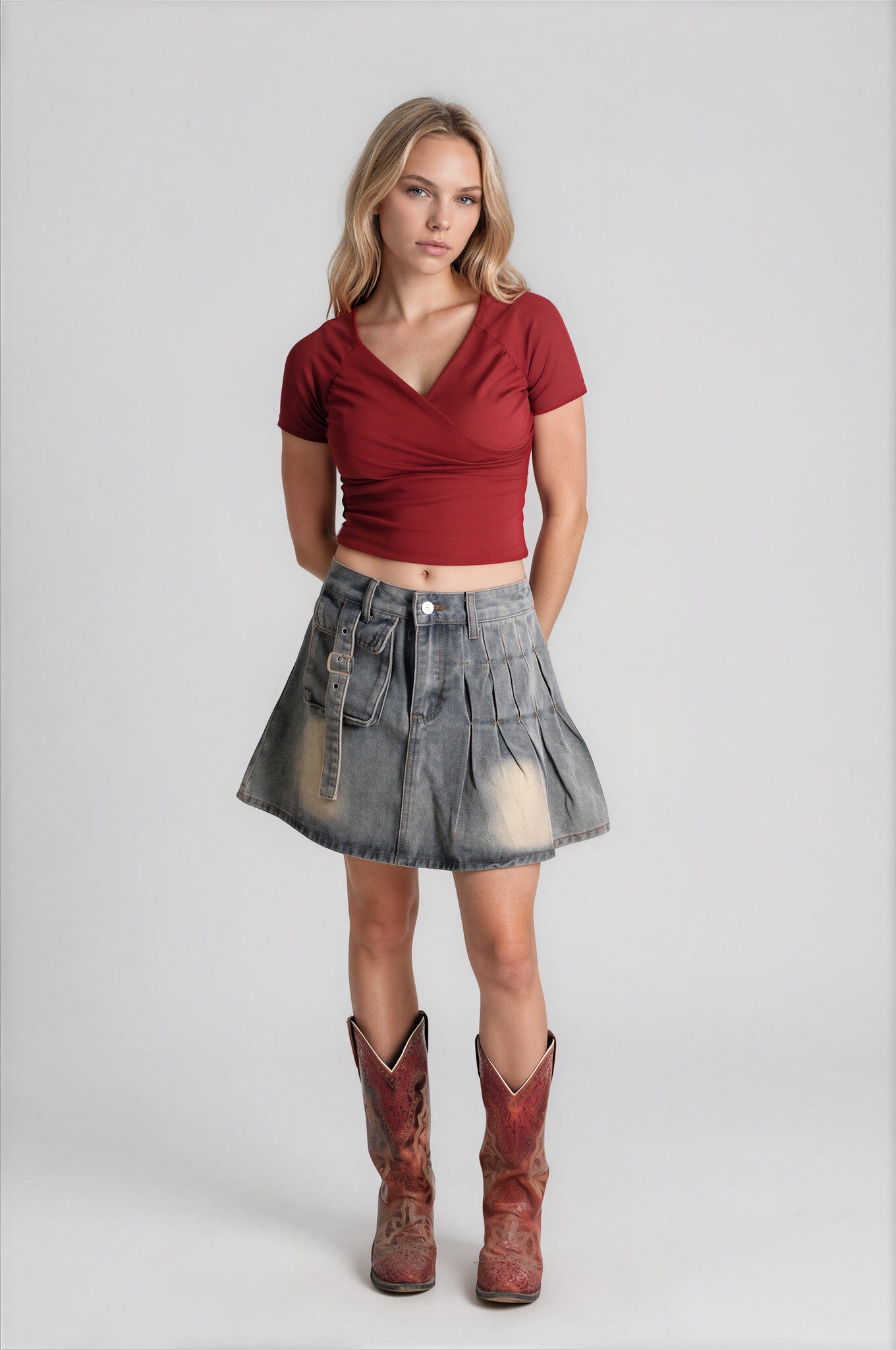 Sweetheart V Neck Short Sleeve Top