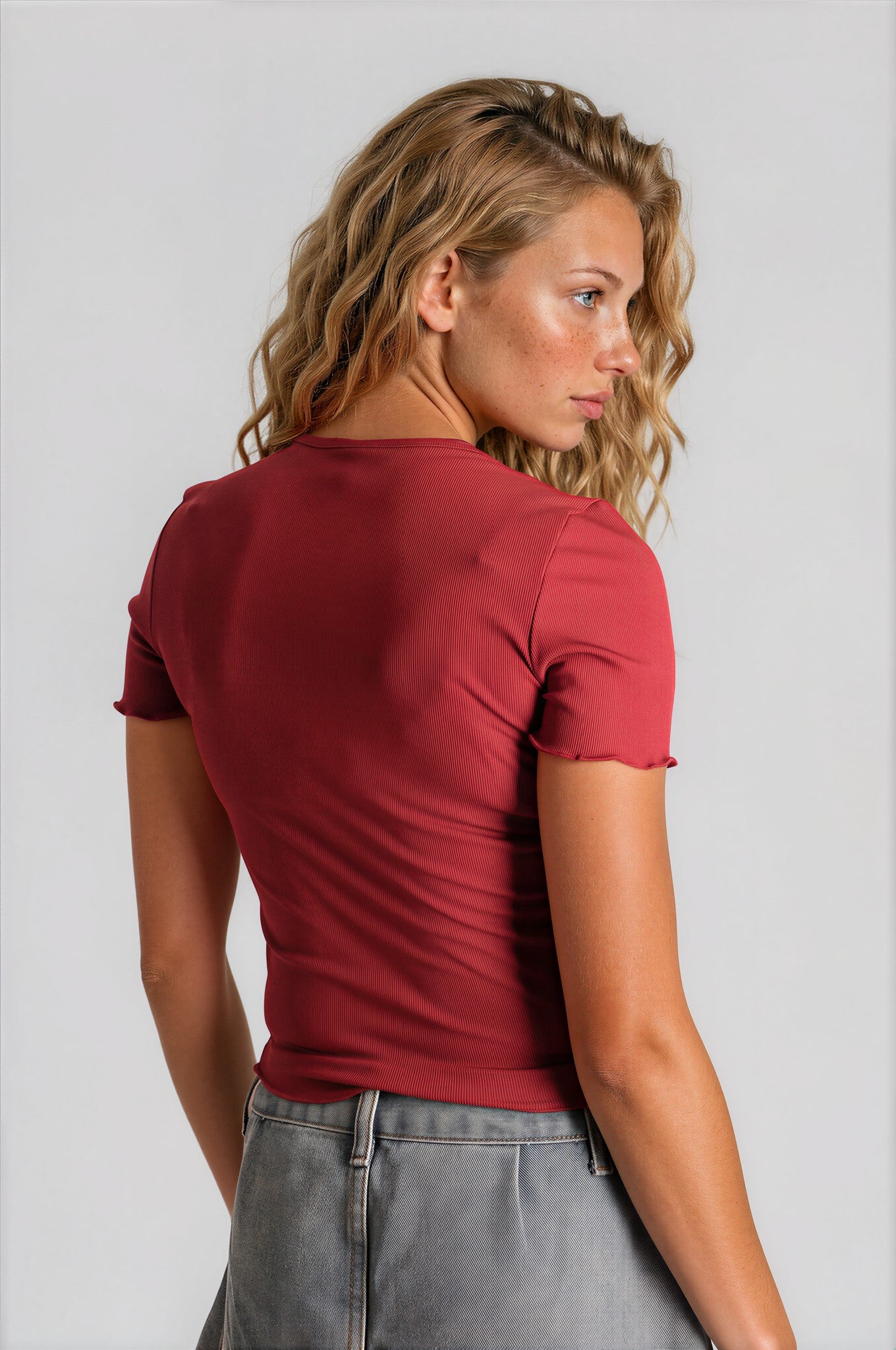 Short Sleeve BabyLock Button Rib Top