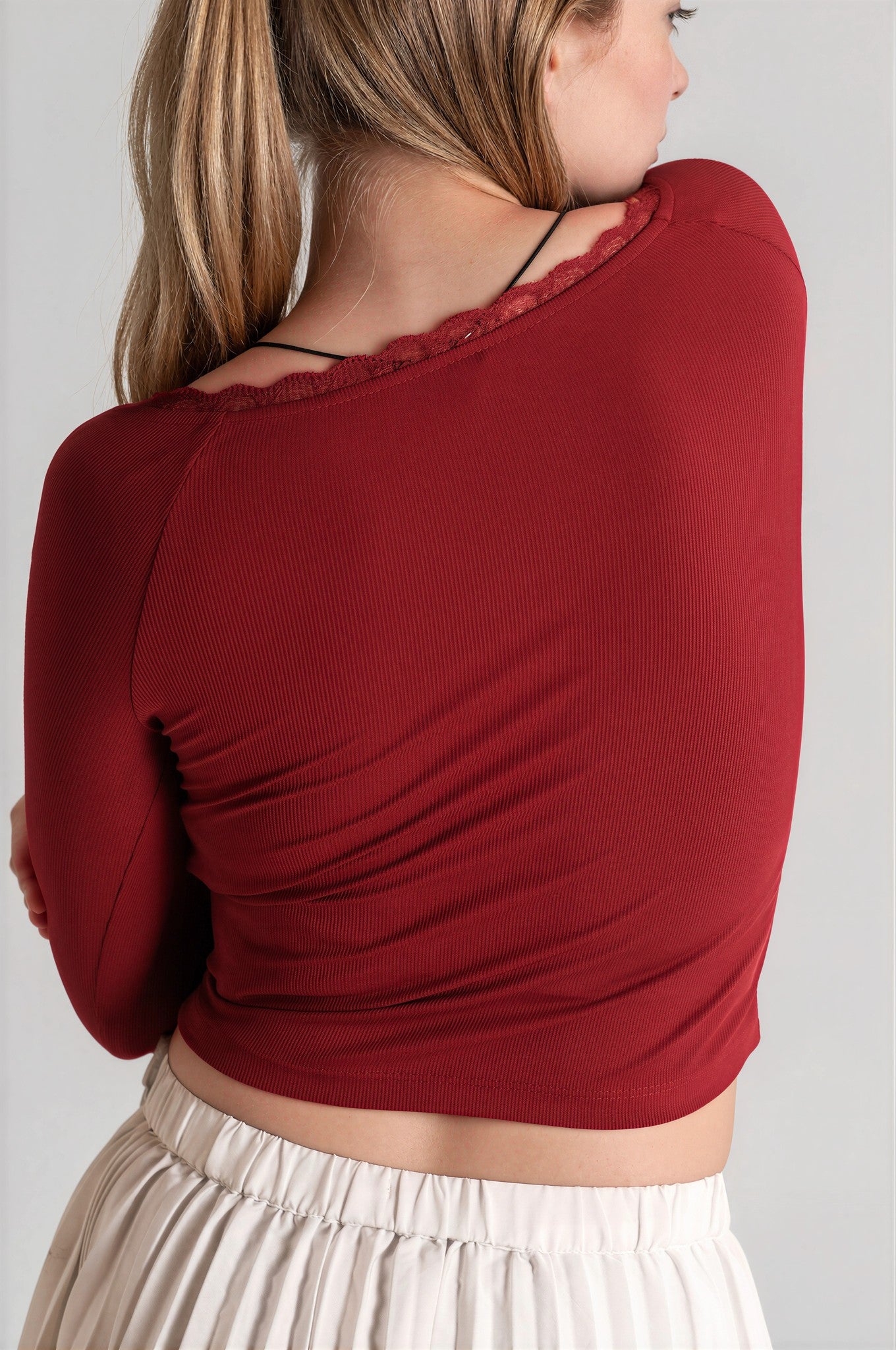 polo lace Trim Rib Top