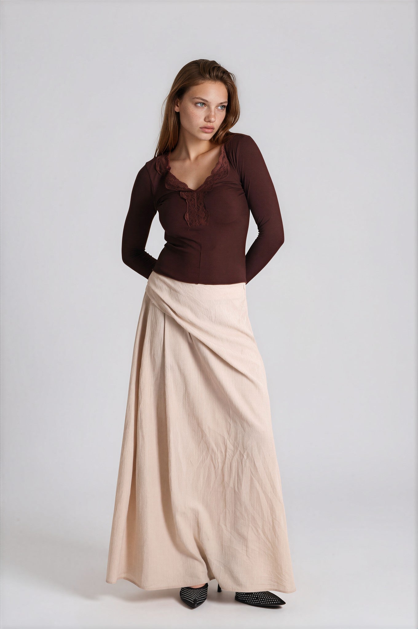 V-Neck Ribbed Bow Top