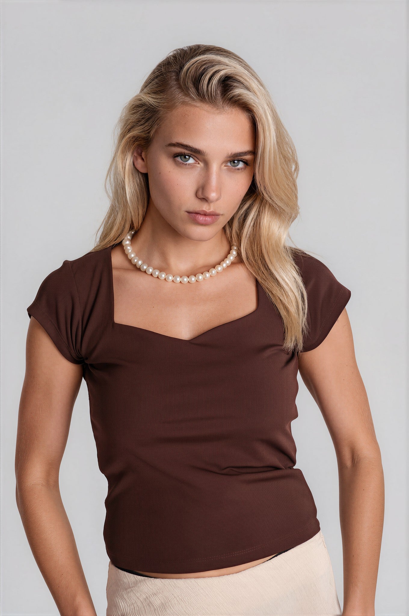 Sweetheart Neckline Rib Top