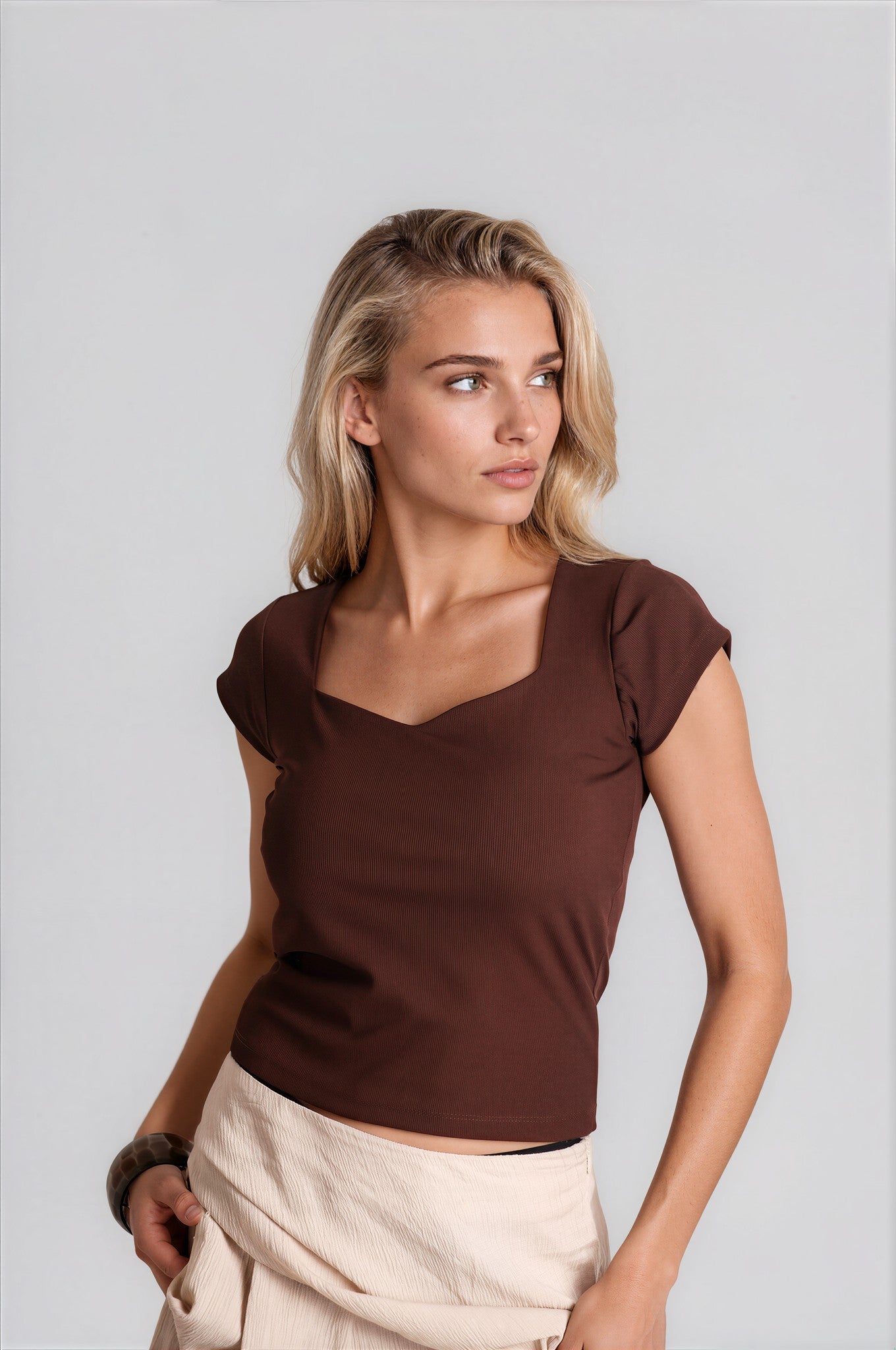 Sweetheart Neckline Rib Top