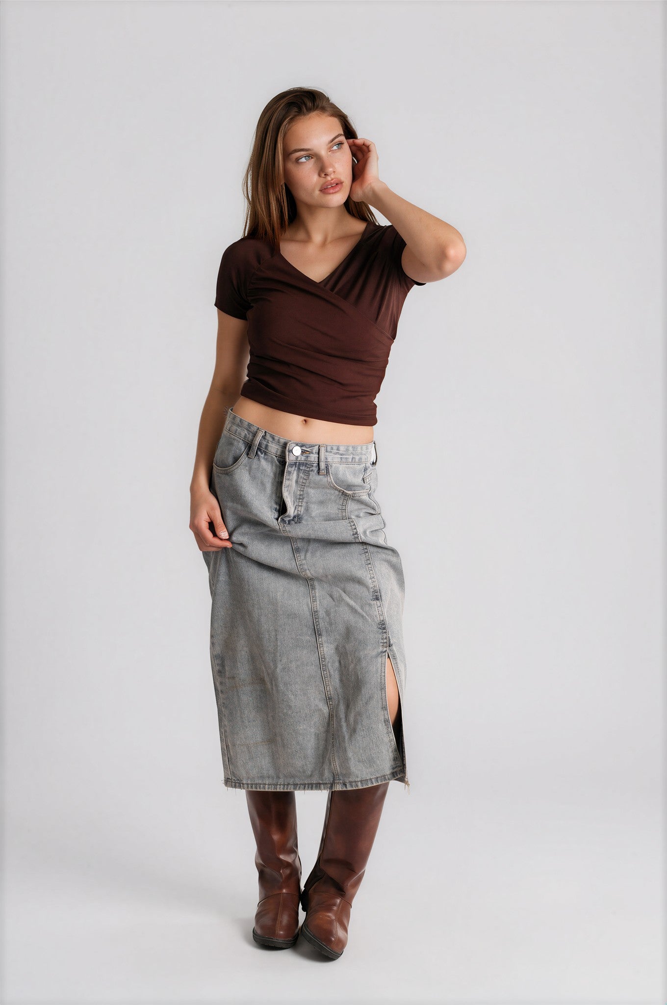 Sweetheart V Neck Short Sleeve Top