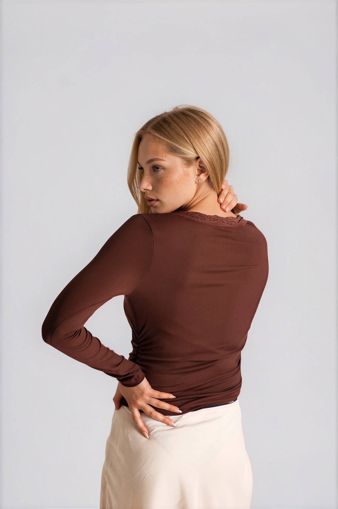 polo lace Trim Rib Top
