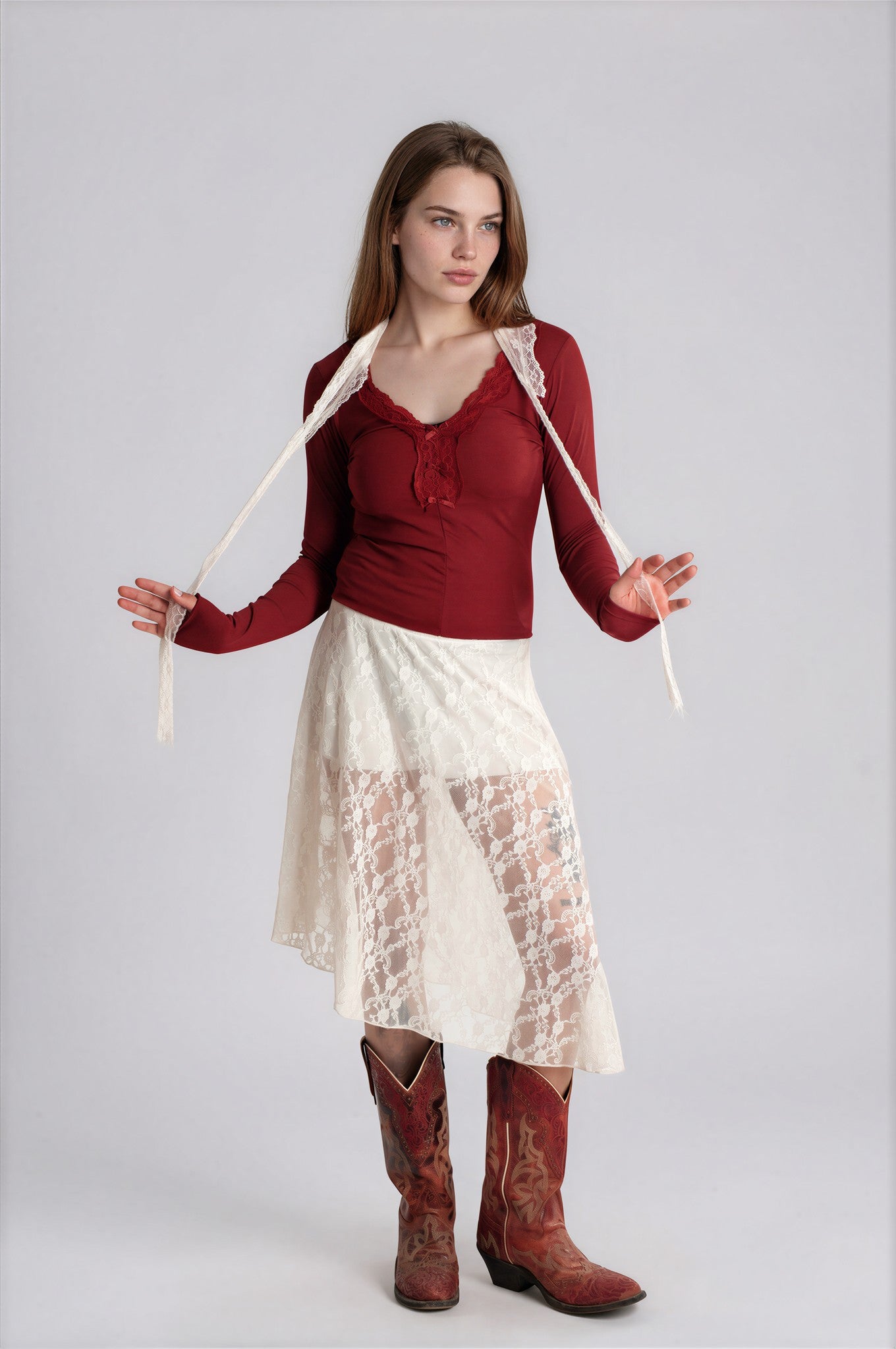 V-Neck Ribbed Bow Top
