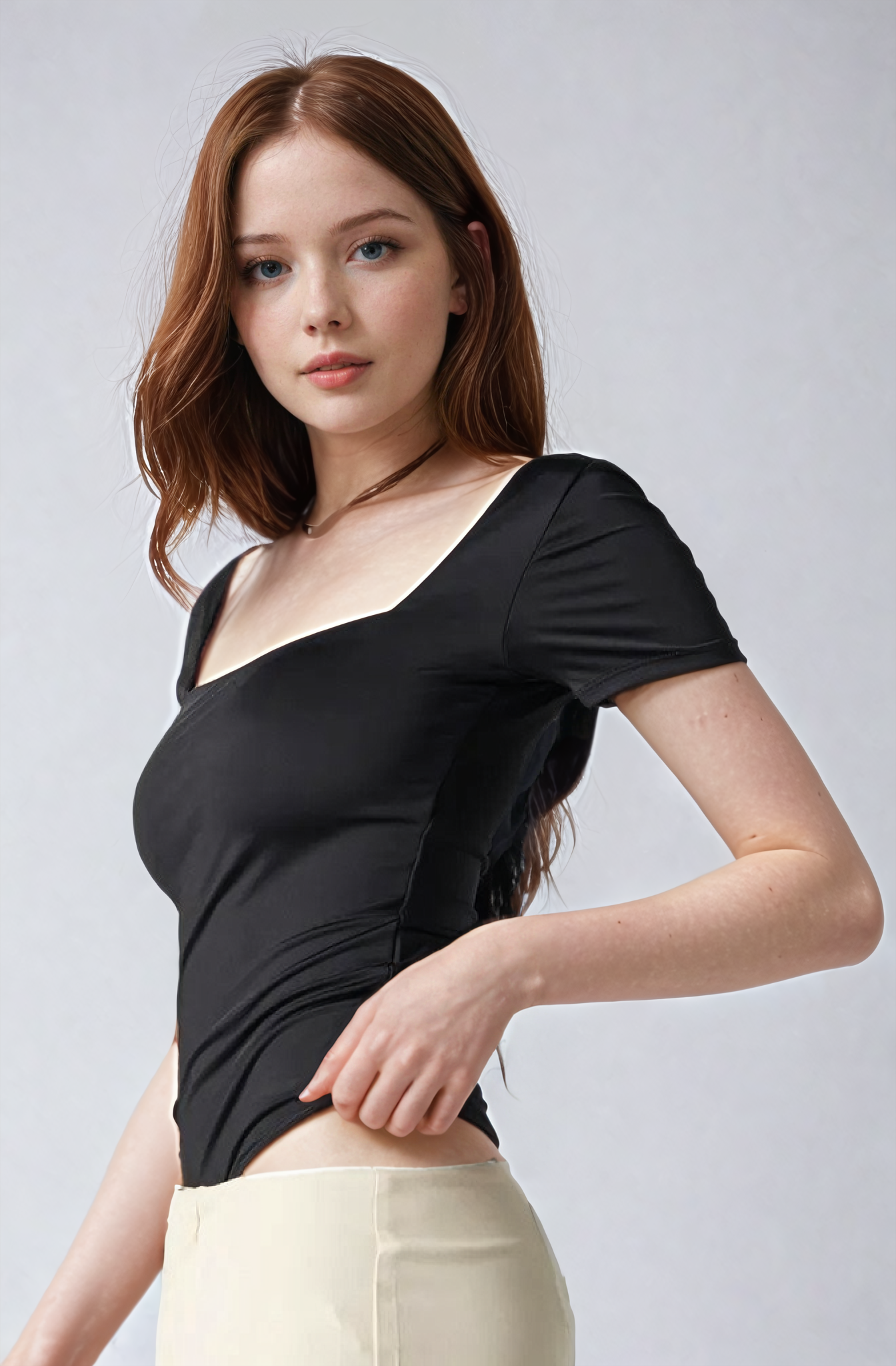 MWB Square Neck Short Sleeve Bodysuit MYWISHBAG