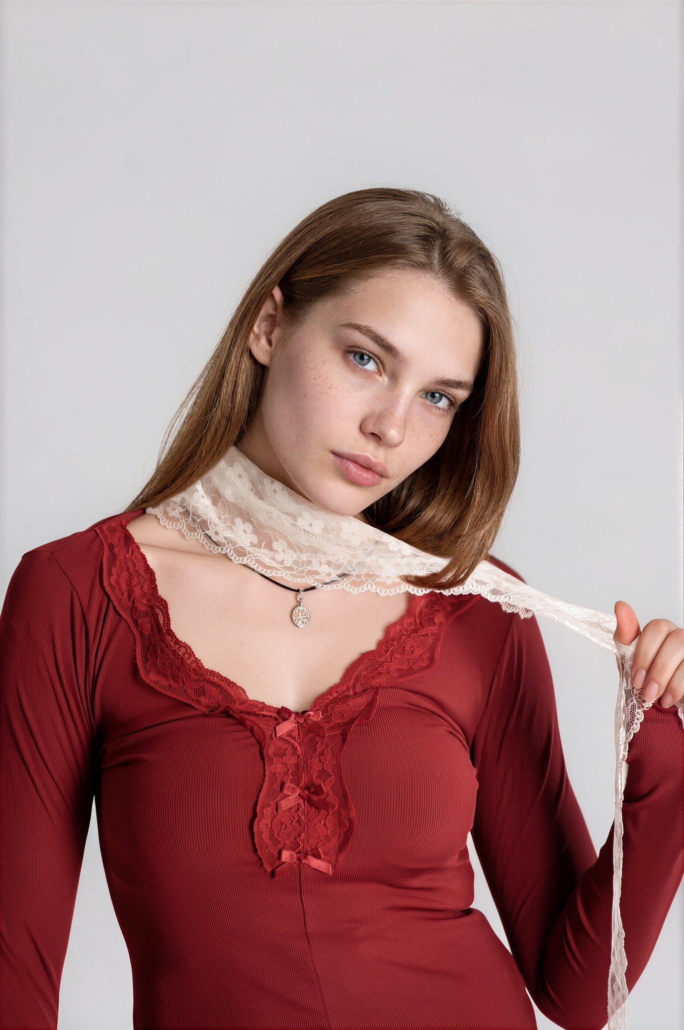 V-Neck Ribbed Bow Top